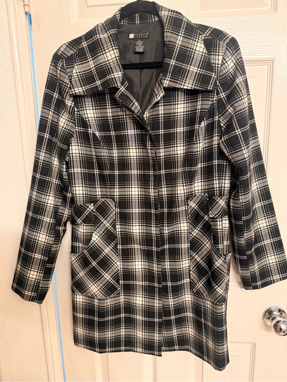 Carole Little Black & White Plaid Women's Coat
